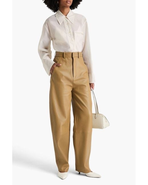 Petar Petrov Natural Rowdy Leather Wide-Leg Pants
