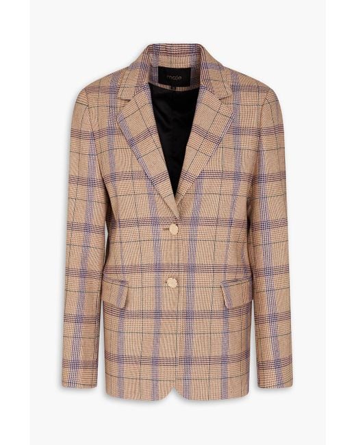 Maje Natural Prince Of Wales Checked Tweed Blazer