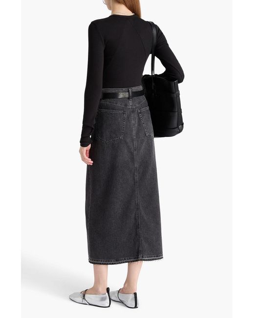 Rag & Bone Black Ribbed Stretch-Pima Cotton-Jersey Top