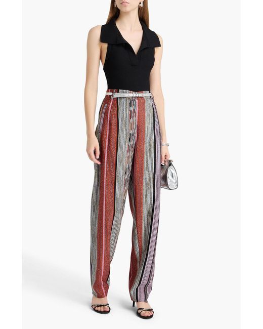 Missoni Metallic Striped Crochet-knit Tapered Pants