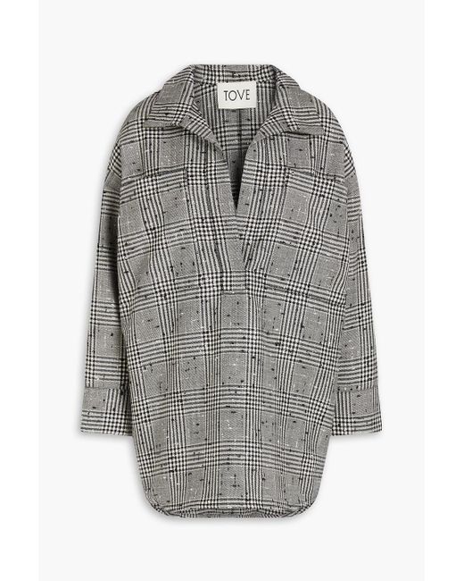 TOVE Gray Prince Of Wales Checked Wool-blend Tunic