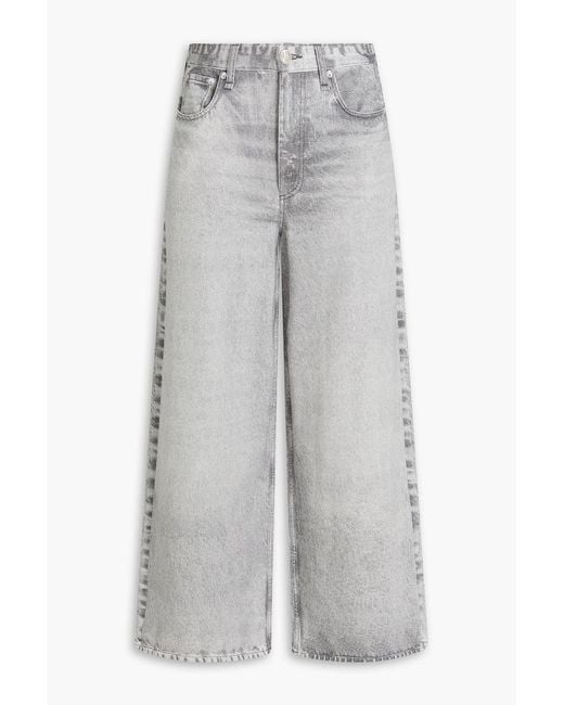Rag & Bone Gray Miramar Sofie Cropped Denim-Effect French Cotton-Terry Wide-Leg Pants