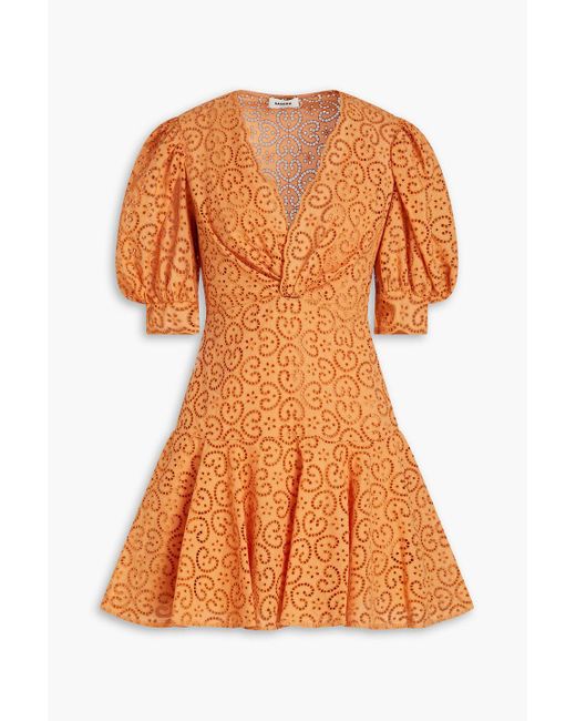 Sandro Orange Eyelet A-line Dress