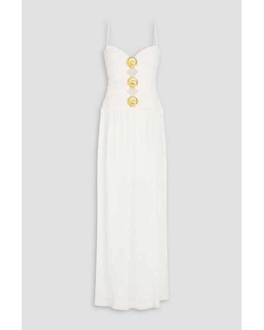 Rebecca Vallance White Guinevere Embellished Georgette Gown