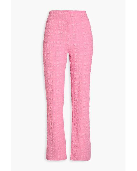 Nanushka Pink Hose mit schmalem bein aus seersucker