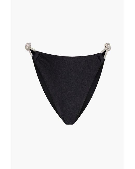 Jonathan Simkhai Black Darien Crystal-Embellished Mid-Rise Bikini Briefs