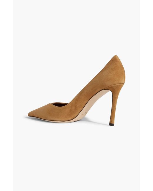 Jimmy Choo Brown Cass 95 Patent-leather And Suede Pumps