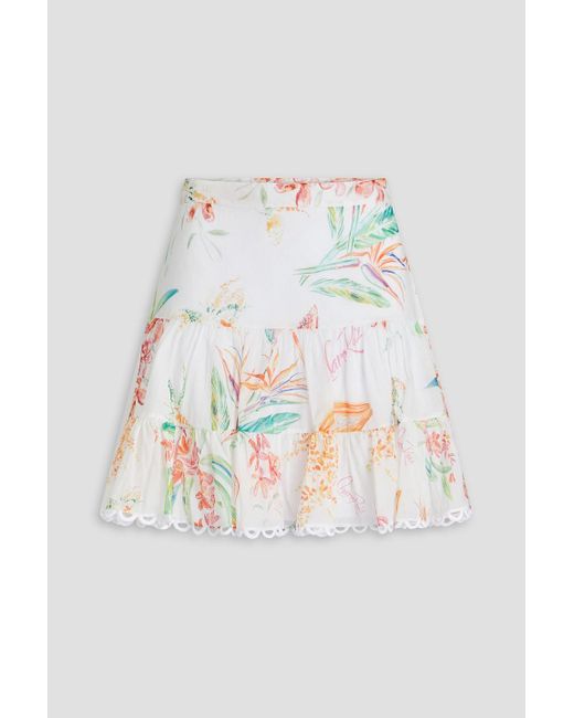 Charo Ruiz White Argy bedruckter minirock aus voile aus einer baumwollmischung