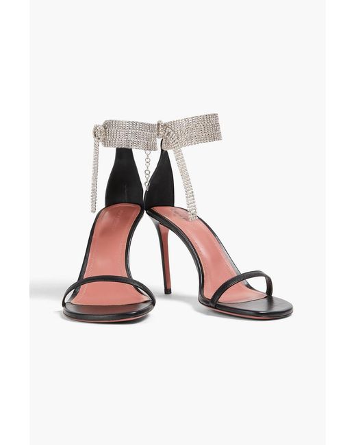 AMINA MUADDI White Giorgia Crystal-Embellished Leather Sandals