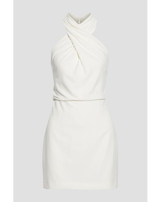 Halston Heritage White Alix Crossover Crepe Mini Dress