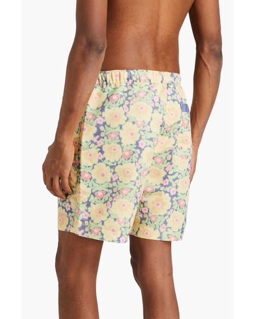 Jacquemus White Mid-length Floral-print Swim Shorts for men