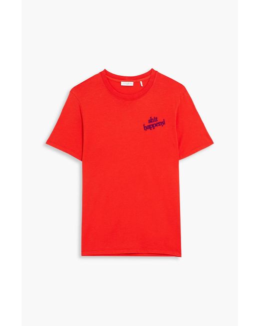 Sandro Red Flocked Cotton-jersey T-shirt for men