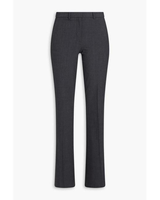 Theory Blue Demitria Wool-Blend Crepe Flared Pants