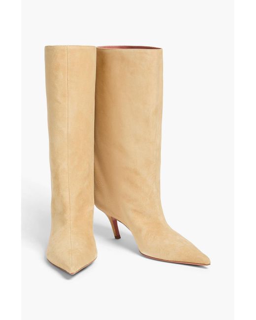 AMINA MUADDI White Stiefel aus veloursleder