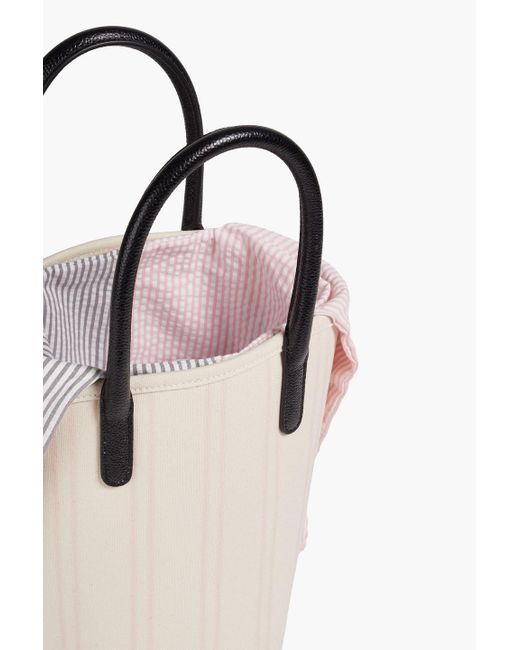 Thom Browne Natural Leather-trimmed Striped Canvas Tote