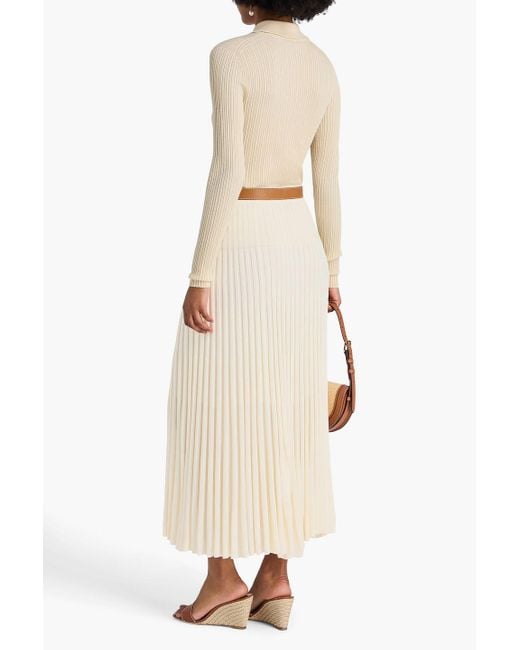 Zimmermann Natural Ribbed-Knit Midi Skirt