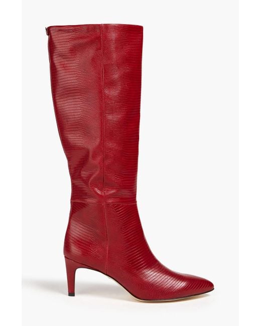 Sam Edelman Red Uma Faux Lizard-effect Leather Knee Boots