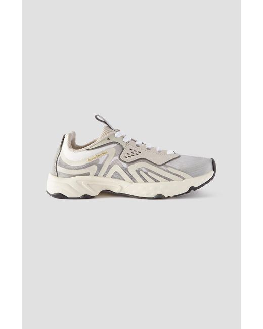 Acne Metallic Mesh, Faux Suede And Rubber Sneakers
