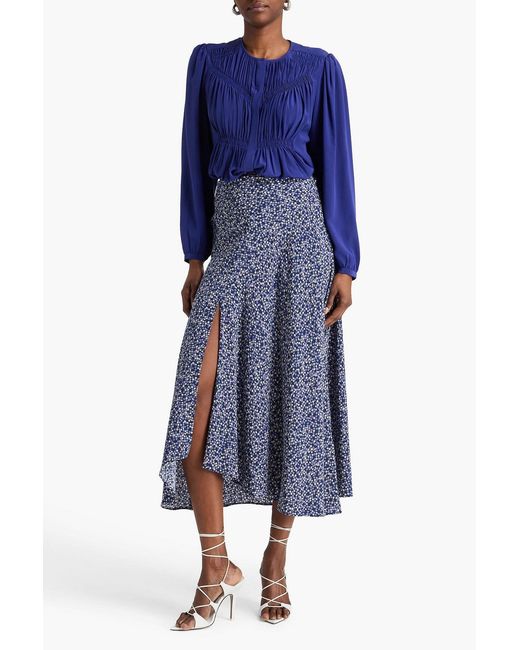 Isabel Marant Blue Printed Silk-Blend Maxi Skirt