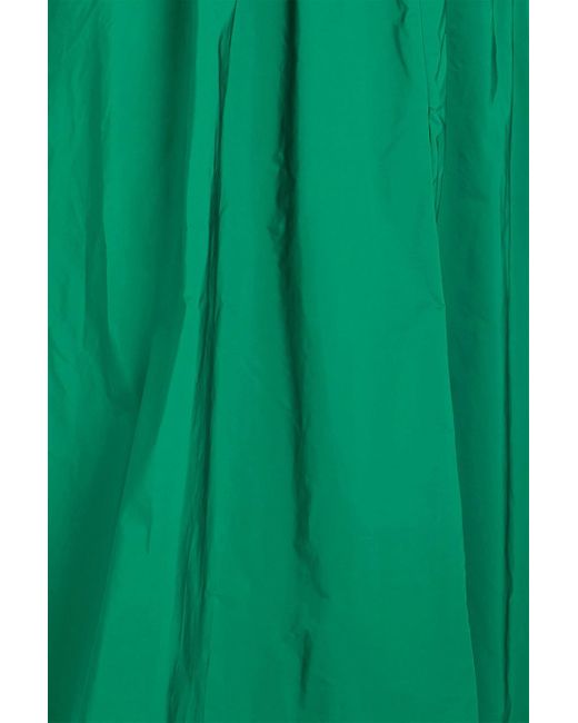 Marchesa Green Pleated Taffeta Gown