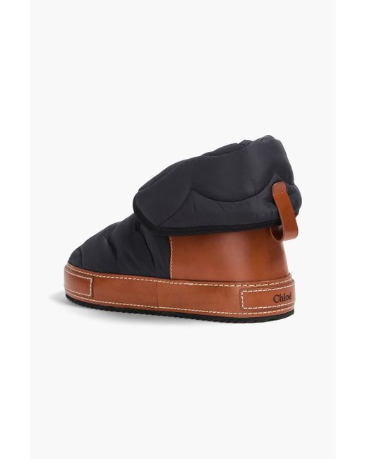 Chloé Black Quilted Shell And Leather Ankle Boots
