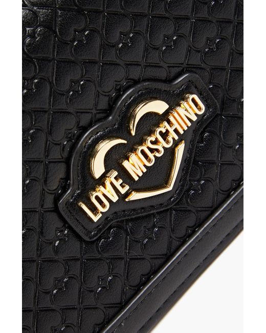 Love Moschino Black Embossed Faux Leather Clutch
