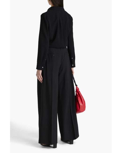 Mens Pant - Pleated Wide Leg - Black - 100% Percent Wool Fabric
