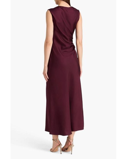 Loulou de Saison Purple Roan Draped Silk-Twill Midi Dress