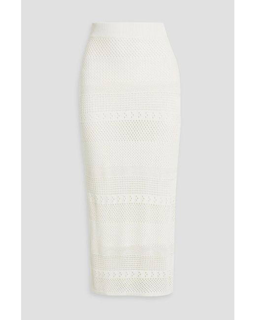 FRAME White Crochet-knit Midi Pencil Skirt