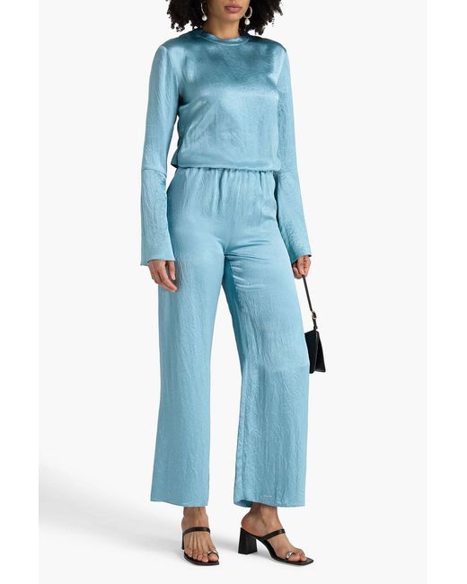 Nanushka Blue Brenda Satin Wide-leg Pants
