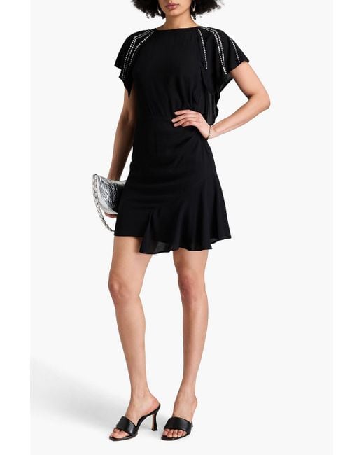 IRO Black Asymmetrisches minikleid aus crêpe mit nieten