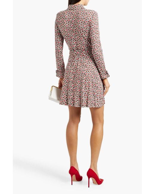 Diane von Furstenberg Red Didi Printed Stretch-Jersey Mini Wrap Dress