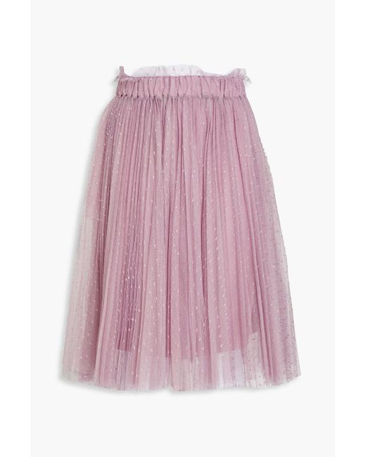 RED Valentino Pink Pleated Point D'esprit Midi Skirt