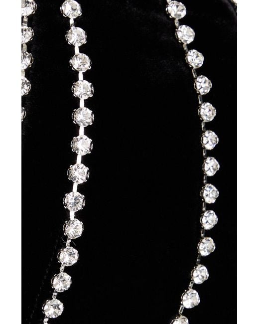 Area Black Crystal-embellished Velvet Halterneck Top