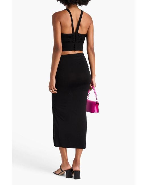 Emilio Pucci Black Ruched Stretch-jersey Midi Skirt