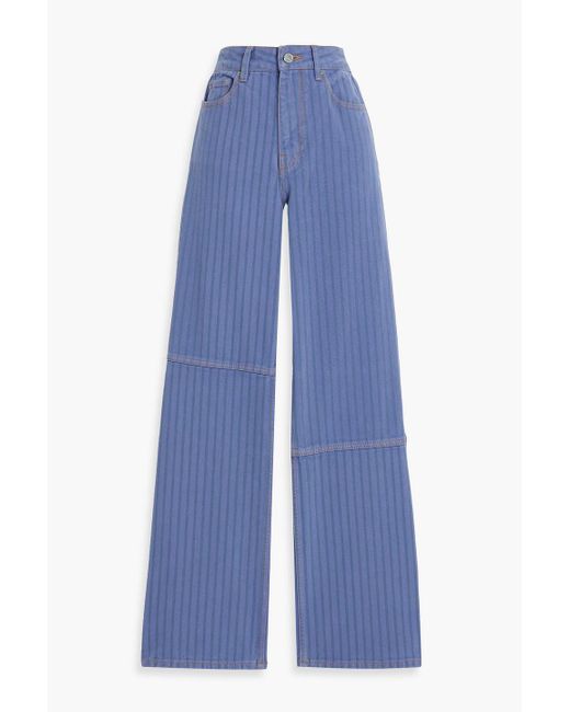 Ganni Blue Hoch sitzende jeans mit geradem bein und streifen