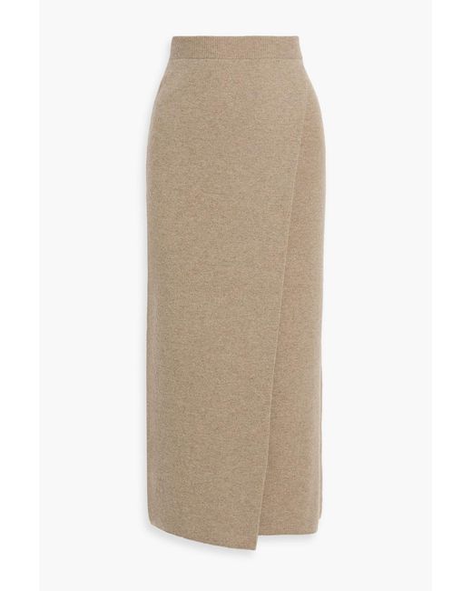 Max Mara Natural Umbria Wrap-Effect Wool And Cashmere-Blend Midi Skirt