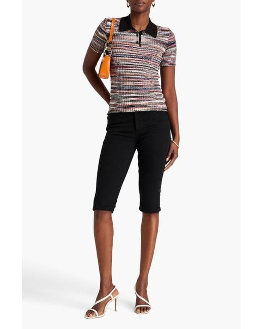 Missoni Red Marled Ribbed-Knit Polo Shirt