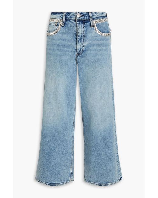 Rag & Bone Blue Andi Crystal-Embellished High-Rise Wide-Leg Jeans