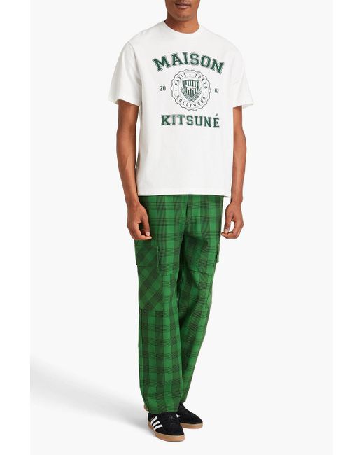 Maison Kitsuné White Logo-print Cotton-jersey T-shirt for men