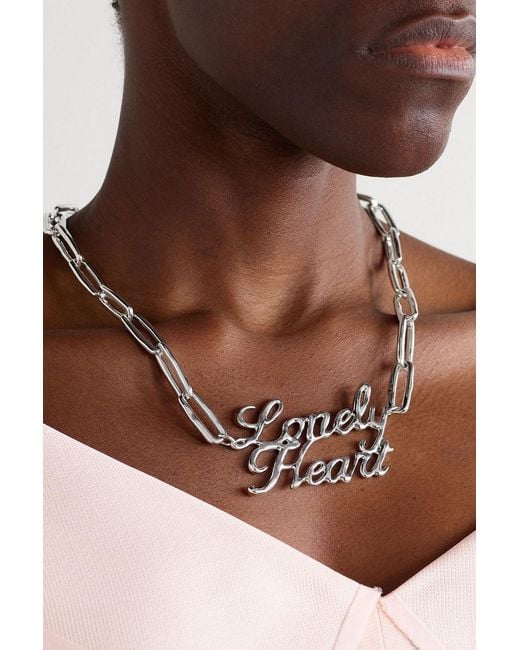 Jil Sander White Lonely Heart-Tone Necklace