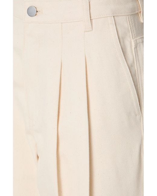 Theory Natural Pleated Denim Wide-Leg Pants