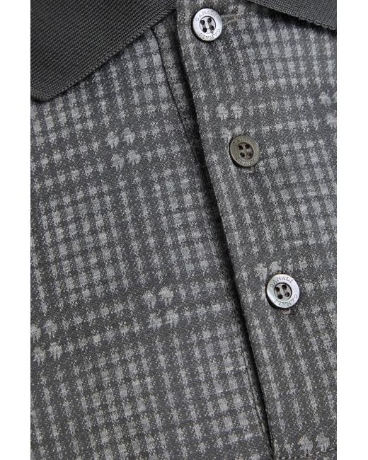 Canali Gray Checked Cotton-Jersey Polo Shirt for men