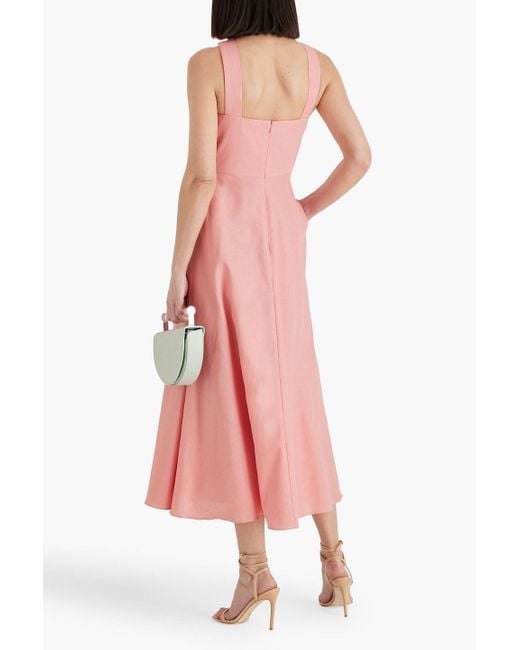 Mikael Aghal Pink Cotton And Linen-Blend Midi Dress