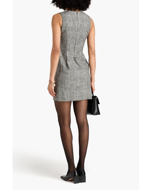 TOVE Gray Prince Of Wales Checked Wool-blend Mini Dress
