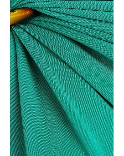 Victoria Beckham Green Draped Stretch-Jersey Blouse