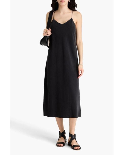 Alex Mill Black Alexis Washed Lyocell Midi Slip Dress