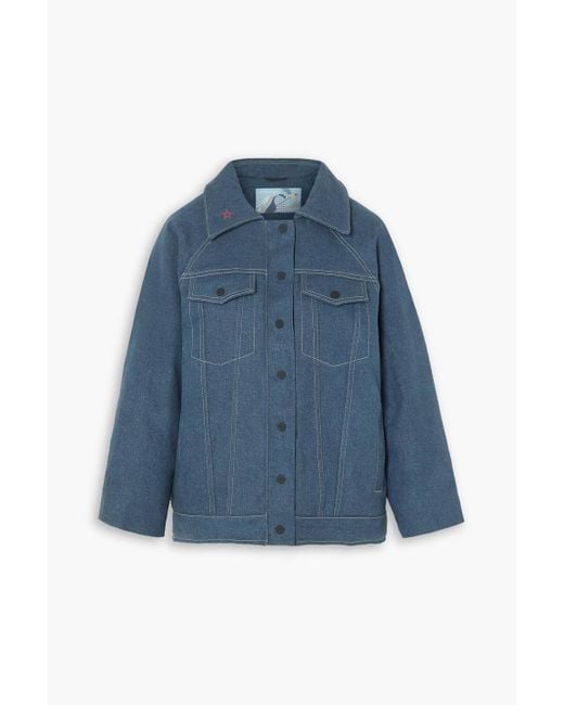 Perfect Moment Blue Corentine wattierte jeansjacke mit stickereien