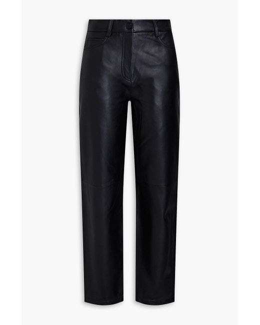 Claudie Pierlot Black Leather Straight-leg Pants