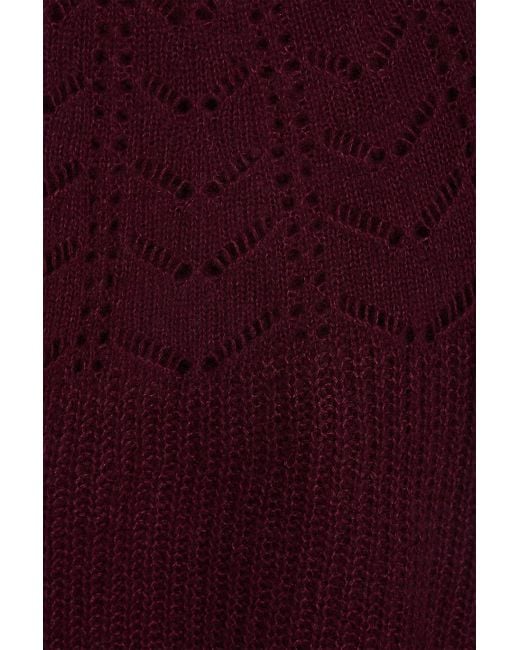 Autumn Cashmere Red Pointelle-knit Cashmere And Silk-blend Sweater